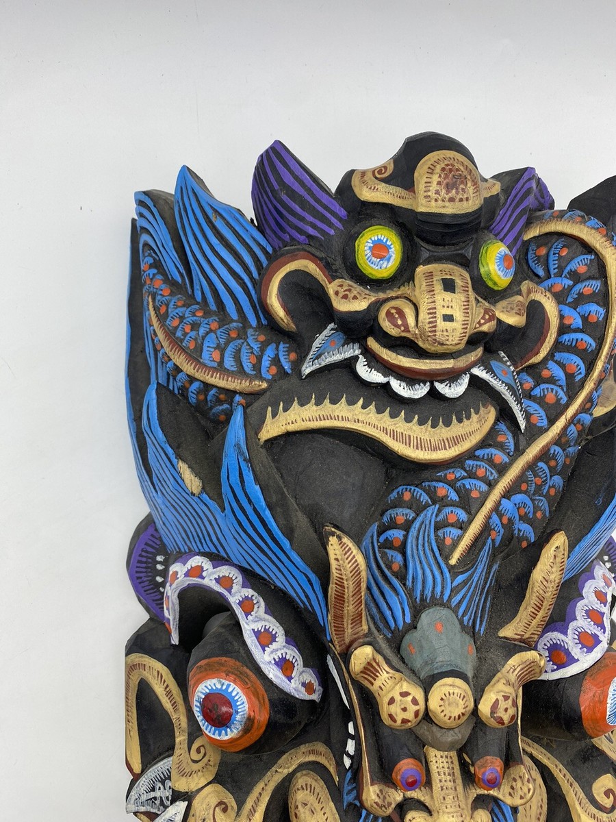 Chinese Folk Art 3D Nuo Demon Mask Wood Carved Hand Painted. | eBay