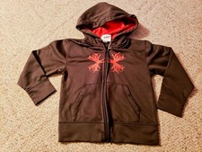 Under Armour Hooded Jacket Kids Size 5 Dark Green Orange Full Zip Polyester
