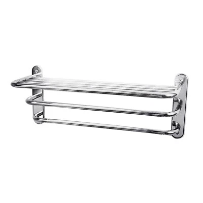 Hudson Reed Solid Brass 3-Tier Wall Mounted Towel Rack Bathroom Rail Chrome