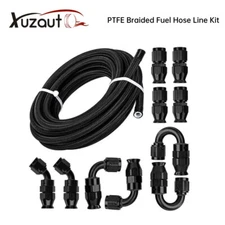 4AN-6AN-8AN-10AN Nylon Braided PTFE Fuel Line 10FT with 10 Fitting Hose Kit
