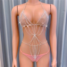 Full Rhinestone Body Jewelry, Diamond Bra And Panties Chain Set