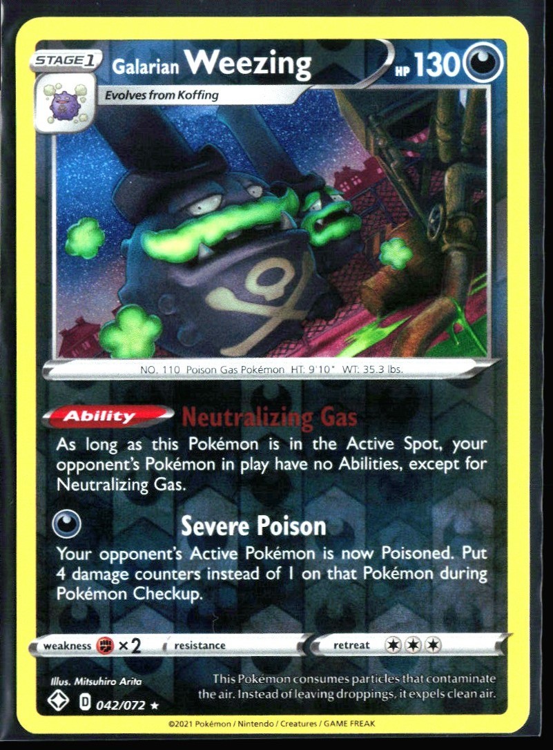 2021 Sword & Shield - Shining Fates Galarian Weezing #42 Reverse Holo Rare