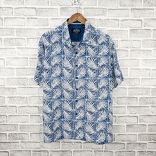 Nat Nast Silk Cotton Short Sleeve camp Shirt Blue Floral Size XL