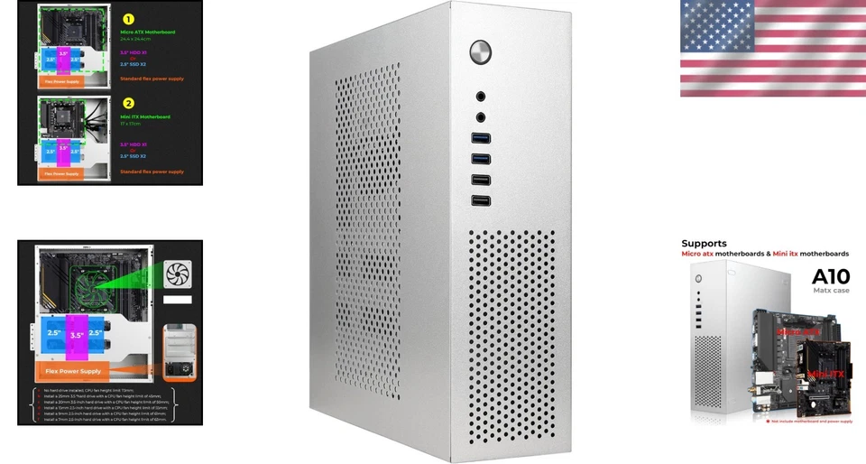 Sleek Mini Tower PC Case for Micro ATX & Mini ITX - Air Cooling Compatible - Image 2 of 4