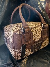 GUESS RARE Lemy Square Handbag Logo Jacquard/faux Ostrich Trim NWT Beautiful