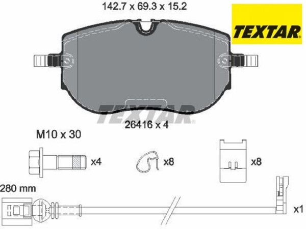 Textar 2641601 Bremsbelagsatz FüR Scheibenbremse Bremsbelagsatz-image