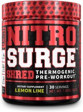 NITROSURGE Shred Pre Workout, Lemon Lime, 30 Servings, Exp 12/26