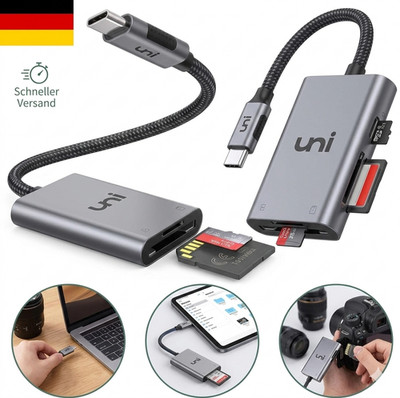 uni SD Kartenleser USB C SD Micro SD Card Reader Typ C Kartenlesegerät USB C Spe