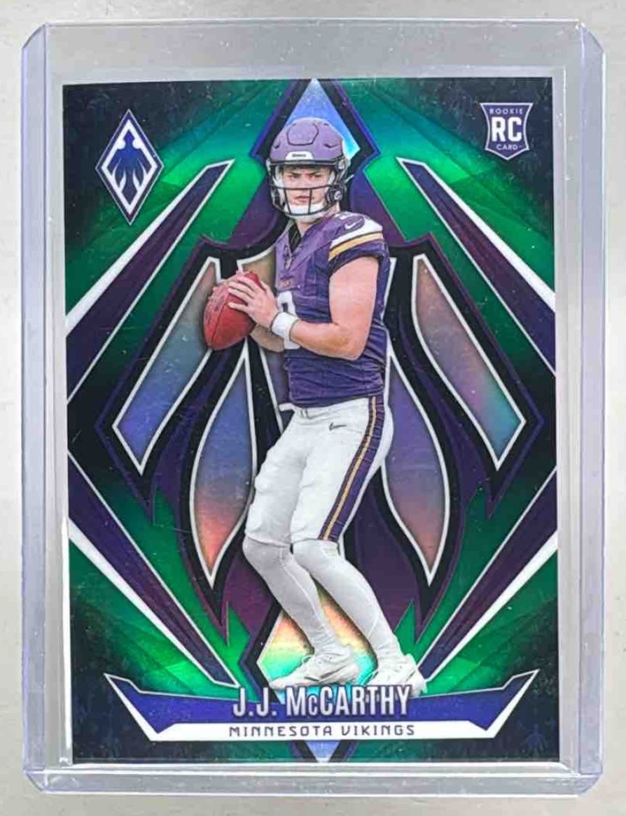 J.J. McCarthy 2024 Panini Phoenix #185 Green Fade Rookie RC /199