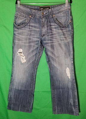 DIVISION E Blue Men's Size 31X26 Loose Baggy Y2K Hip Hop Distressed Jeans Retro
