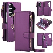 For Samsung Galaxy Z Fold7/6/5/4/3 Detachable Leather Wallet Case Shoulder Strap