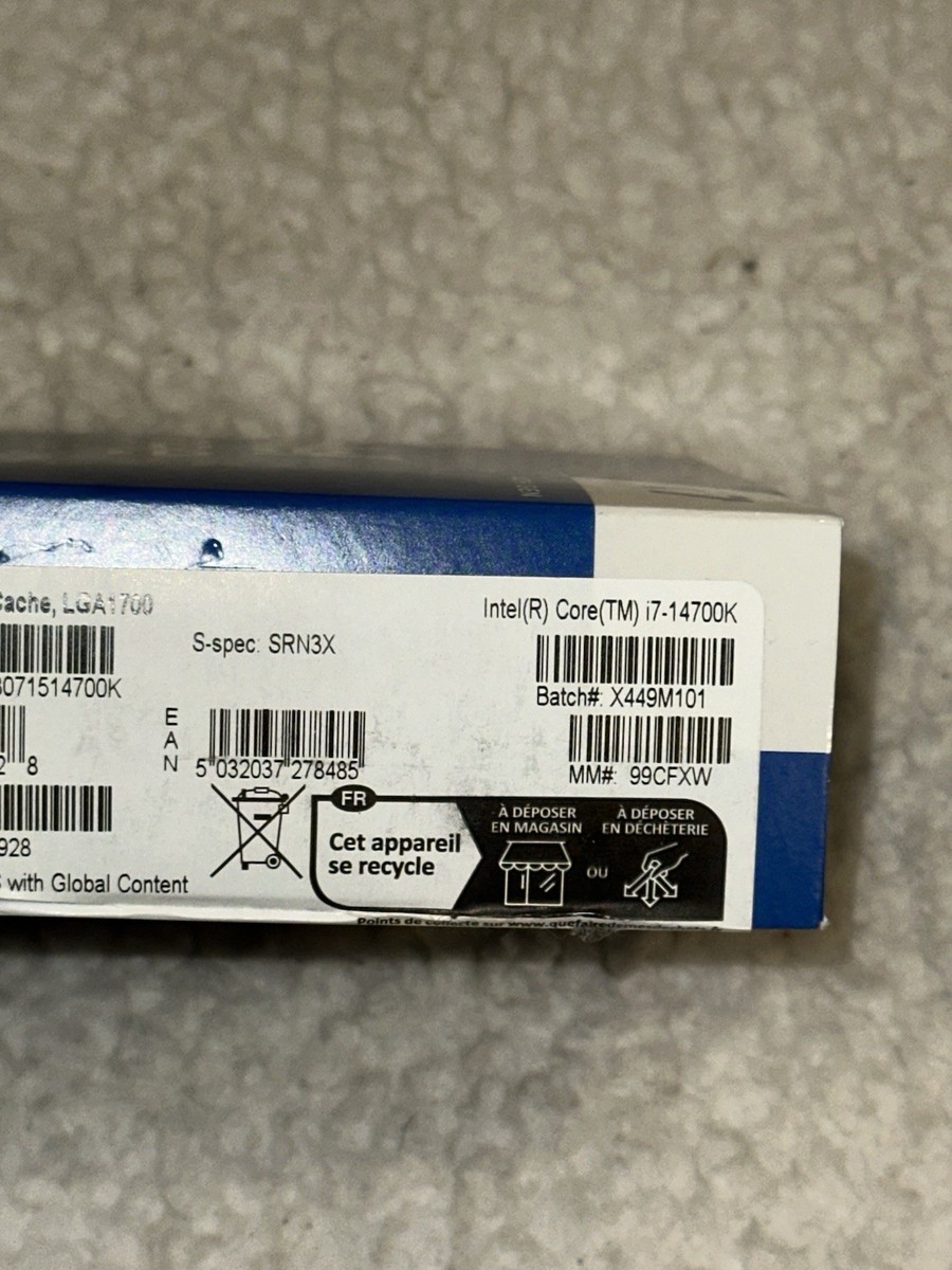 Intel Core i7-14700K 3.4GHz 20-Core 28-Thread CPU (BX8071514700K