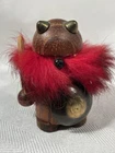 Vintage Wood Viking Figurine With Fur