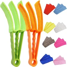 2 Pack 3-Arm Blind Duster with 10 Microfiber Sleeves Window Blinds Cleaner Tool