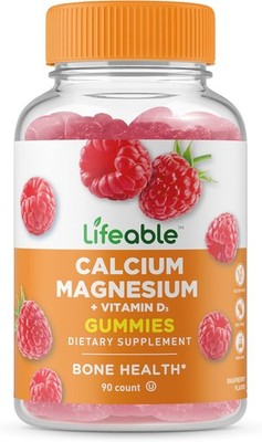 Calcio, magnesio y vitamina D3, suplemento para la salud ósea, 90 gomitas