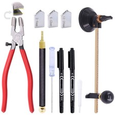 Mardatt 9 Pcs Glass Cutting Tool Set Kit Includes Adjustable Circular Glass...