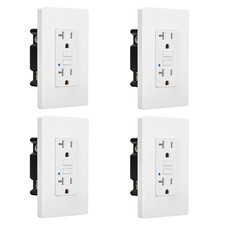 Safe Outlet GFCI 20A GFI Duplex Receptacles with Screwless Wall Plate White 4PCS