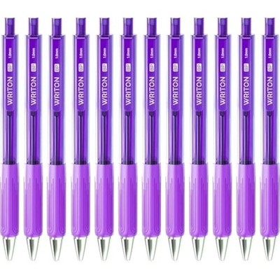 Writon Retractable Ballpoint Pens, Triangle Grip And Barrel, 1.0Mm Medium Point,