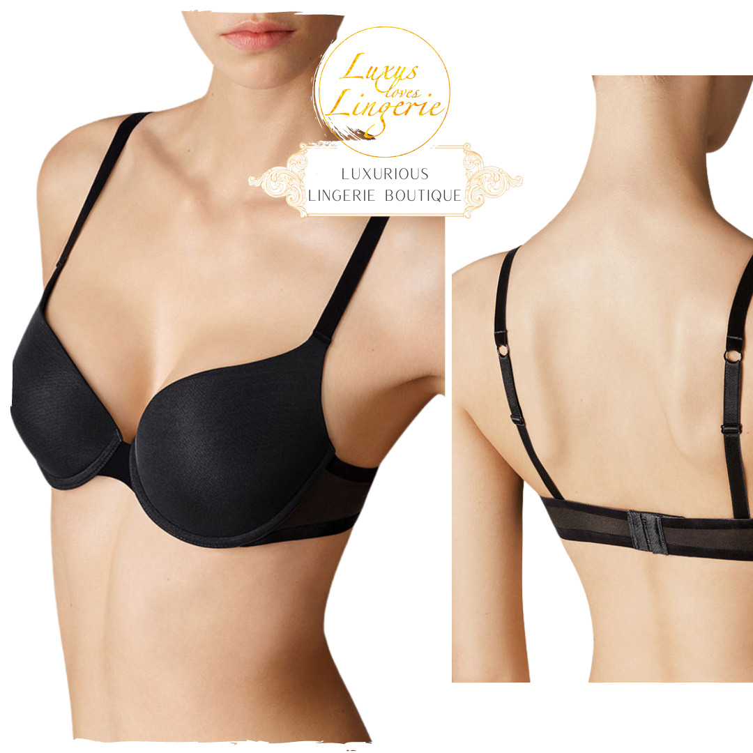 Tulle Push Up Bra by Wolford 75C Black Removable Push Cushions