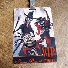 Autographed Steam Powered Giraffe VIP ID Badge Holder Pass w/ Red Lanyard