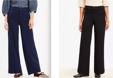Ann Taylor LOFT Palmer Wide Leg Pants in Ponte Black or Navy Blue sz 6 NEW NWT