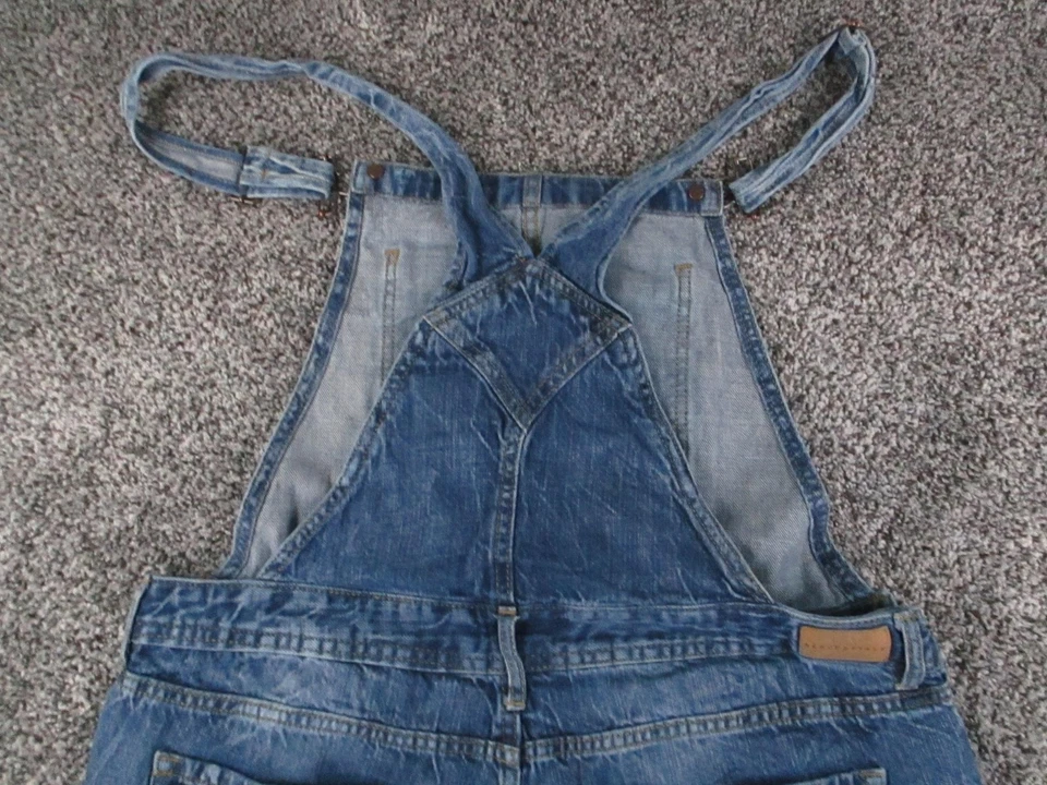 Macacão Aeropostale Feminino XL Azul Denim Babador Alças Ajustáveis Desgastadas 35x28 - Imagem 4 de 4