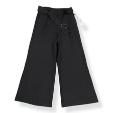 House of Harlow Pants Women 8 (30x29) Black High Rise Wide Leg Linen Blend NWT