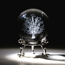 ZEERSHEE 60mm 3D Glass Laser Tree of Life Ball Figurine Crystal Ball Decor fo...