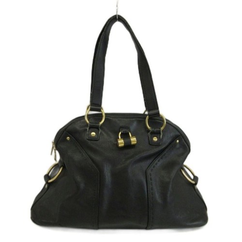 Yves Saint Laurent Muse Handbag Shoulder Leather Dome Padlock Gold Hardware Used