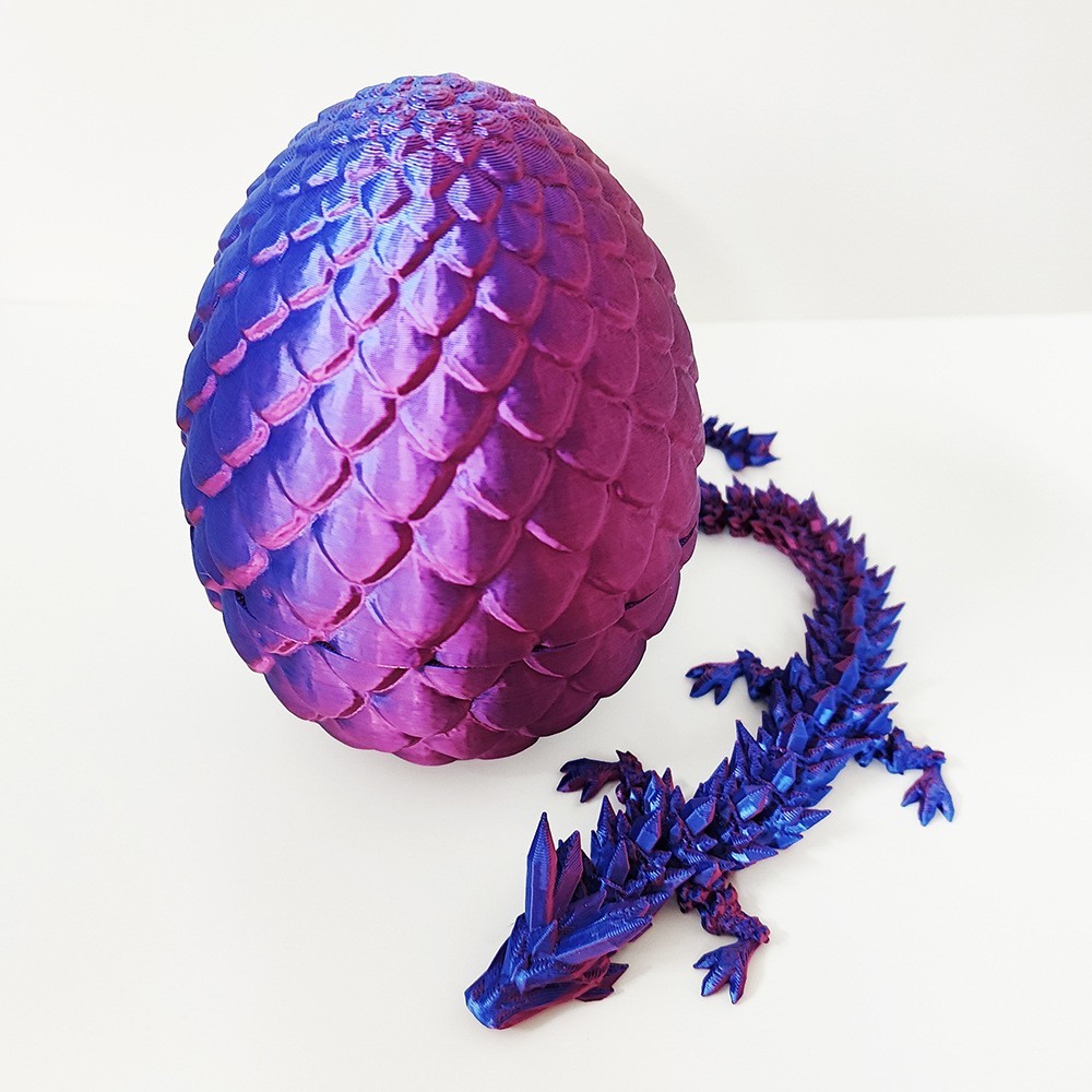 3D Printed Crystal Dragon Statue, 1 Piece Gradient Design Toy Dragon Egg Ornamen