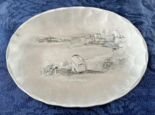 Wendell August Forge Pittsburgh Skyline w/ Duquesne Incline Oval Tray 6.75
