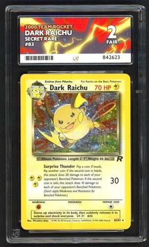 Pokemon Card - ACE 2 Dark Raichu 83/82 - Team Rocket - Fair