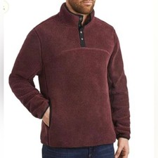 Member's Mark men  s Sherpa Quarter Snap Alpine Pullover fleece Wine S 323