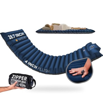 Wide Plus Inflatable Sleeping Pad with Built-in Pump for Camping & Backpacking