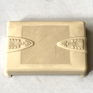 Antique Art Deco Cream Bakelite Silk Jewellery Box Wilkins Liverpool