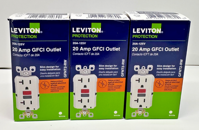 #ad 3X Leviton 20 Amp Self Test SmartlockPro Slim Duplex GFCI Outlet White GFNT2 RW $53.99