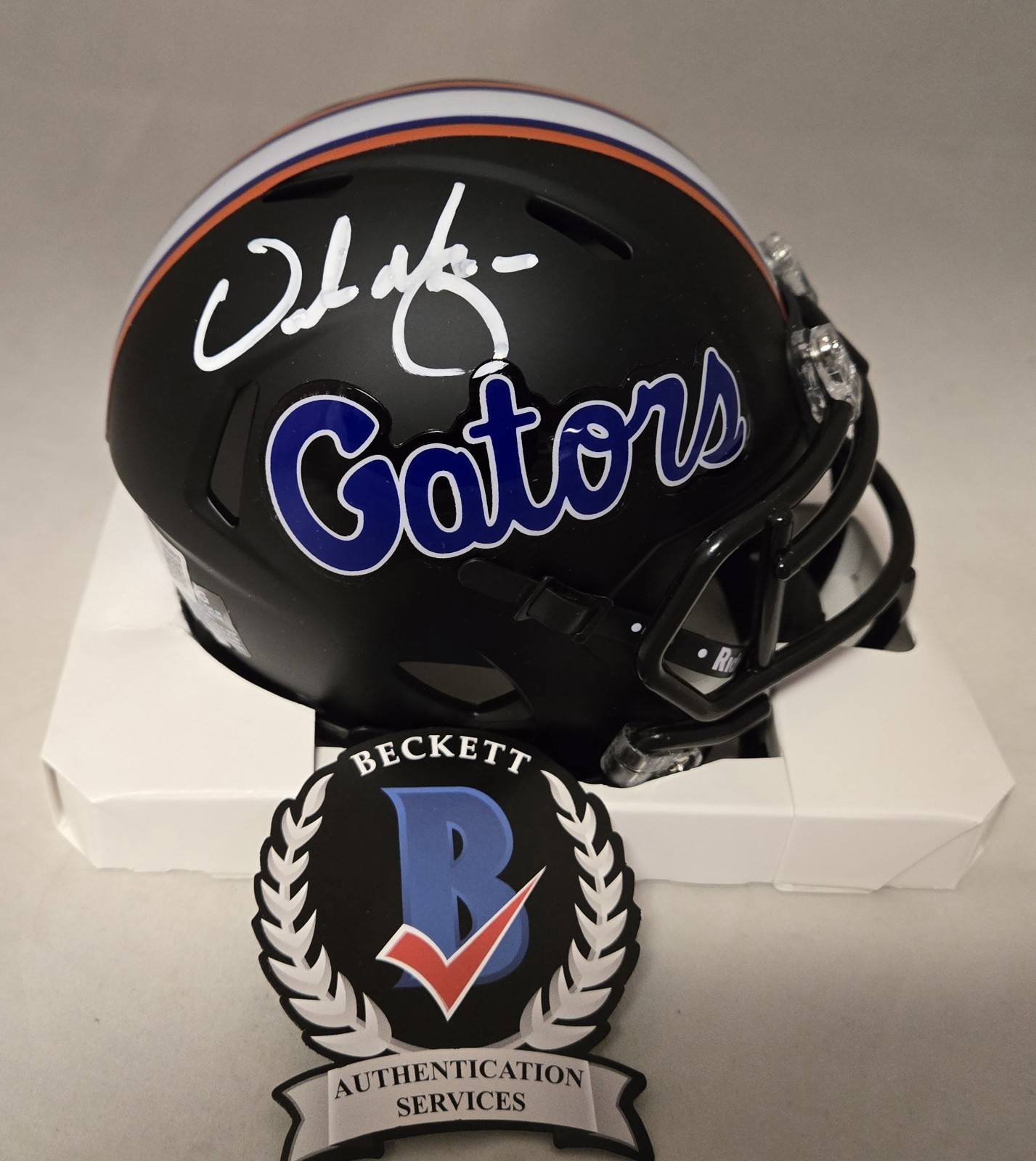 Urban Meyer Autographed Signed Florida Gators Black Speed Mini Helmet Beckett Auto Football 