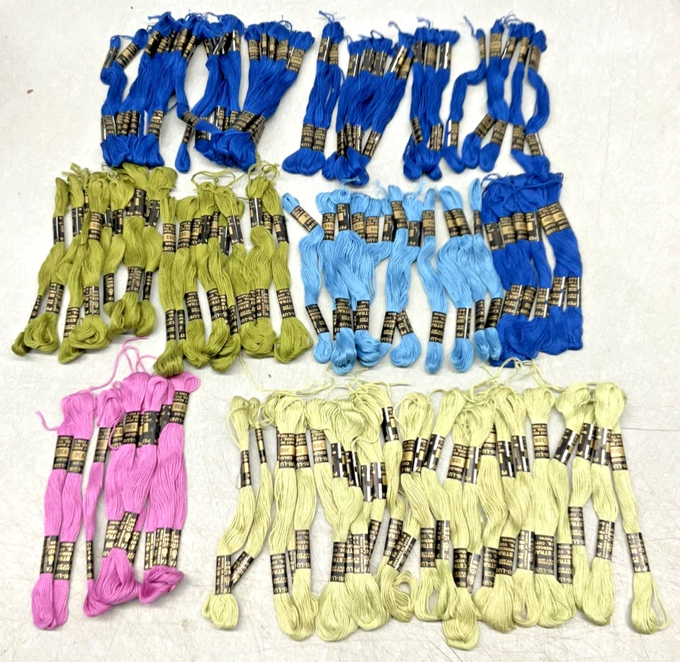 106 Skein Vintage Paragon 100% Cotton Filo Embroidery Thread Lot Blue Green Pink - Image 3 of 4