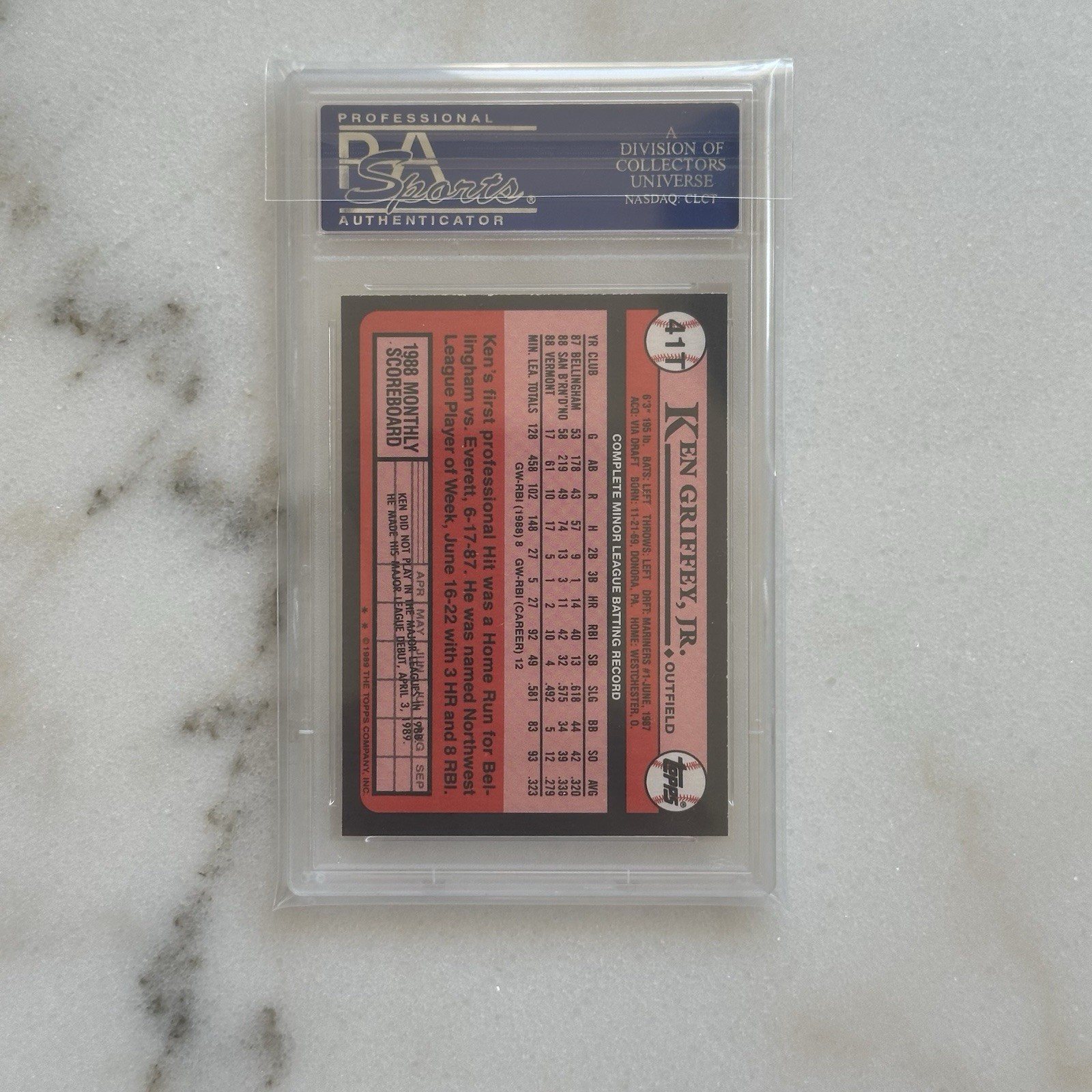 1989 Topps Traded Ken Griffey Jr PSA 10 GEM MT MINT #41T Rookie Card view 5