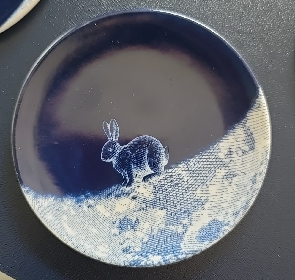 New Gucci Easter Bunny Rabbit 6 Six Blue Small Plates Porcelain