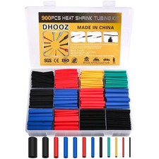 900 Pcs Wire Heat Shrink Tubing Kit, Industrial Heat-Shrink 12 Sizes 6Colored