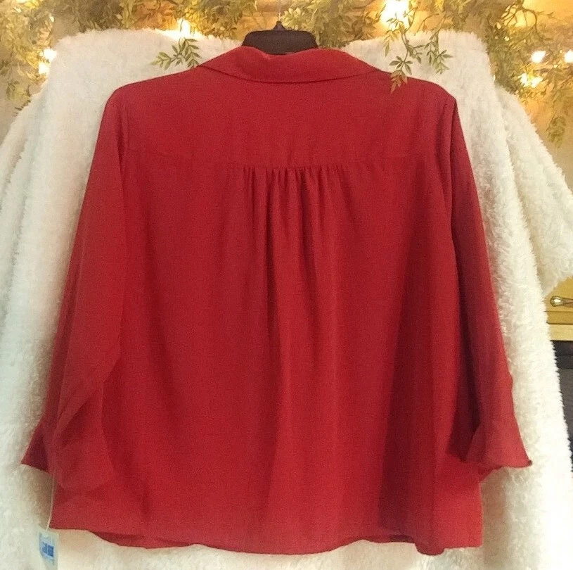 Blusa elegante con botones rojos Covington 16/18 manga campana botones decorativos para mujer nueva con etiquetas Foto 2 de 4