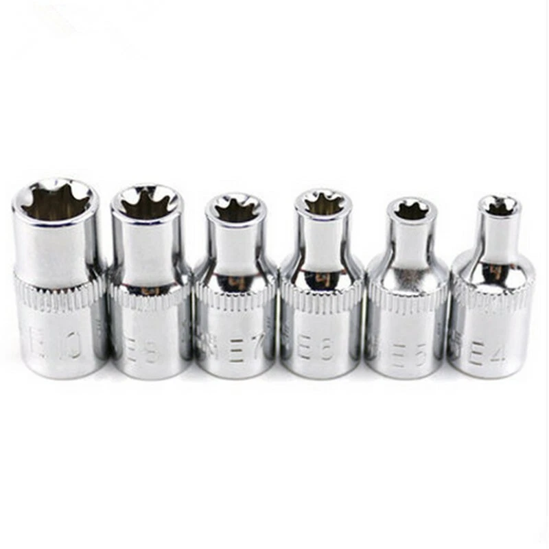 6pcs Wrench 1/4inch Torx Drive Sockets Bit E4 E5 E6 E7 E8 E10 Hand Tool Ratchet - Image 2 of 4