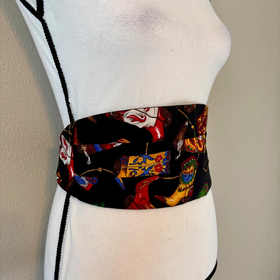 Extravagante Lindo Negro Western Cummerbund con Brillantes y Coloridas Botas de Vaquero 29-40 Foto 3 de 4