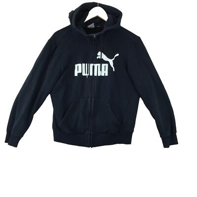 Puma Schwarz Baumwolle Langarm Hoodie Pullover Kapuzenpullover Herren Gr. XS