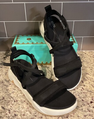 ECCO Women's Sz 9 - 9.5 M/EUR 40 Chunky Ankle Strap Sport Sandal | Black White