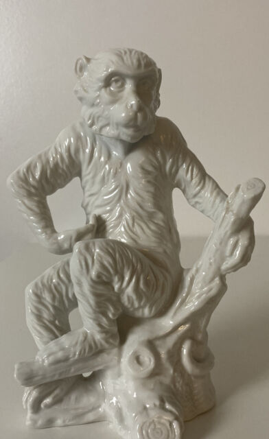 Serv-Ware Rubel Japan #618 Vintage White Porcelain Monkey On Tree Figurine