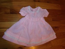 Handmade Toddler Dress Vintage Tieback Pink Gingham w/ Eyelet Lace