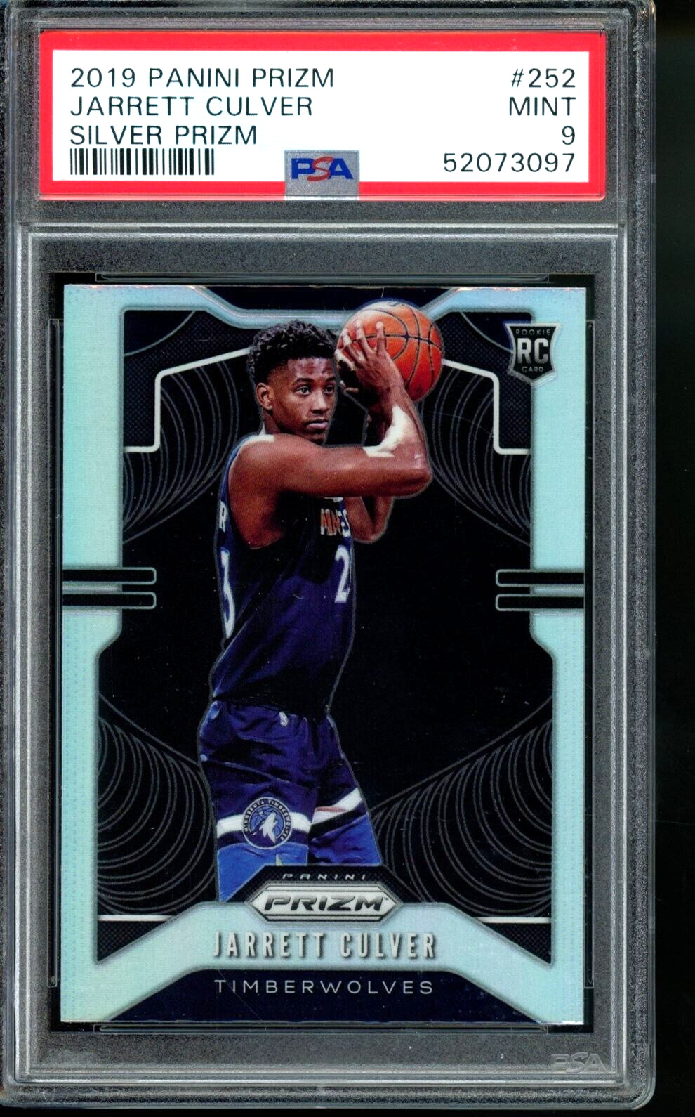 2019-20 Prizm Jarrett Culver Silver Prizm Rookie RC #252 PSA 9 MINT Timberwolves
