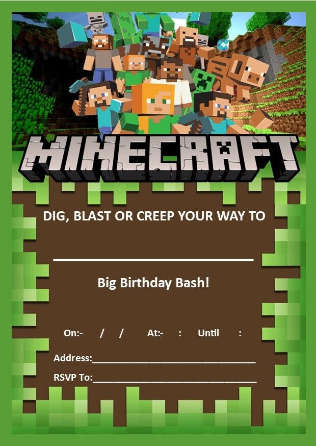 Minecraft Invitation, Minecraft Birthday Invitation, FREE THANK YOU CARD!